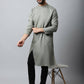 Even Apparels Grey Color Pure Cotton Sherwani Men's Kurta With Asymetrical Cut (SLD1181) | Swadesiicart