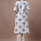 Ode by House of Pataudi Floral Printed Tie-Up Neck Cotton Straight Kurta - Swadesiicart