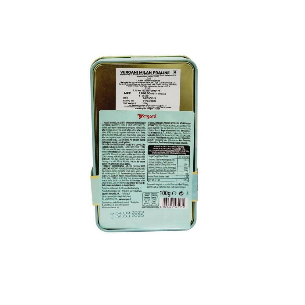 Ajfan Milk Chocolate Cappuccino Pralines In Milan Gift Tin | Swadesiicart