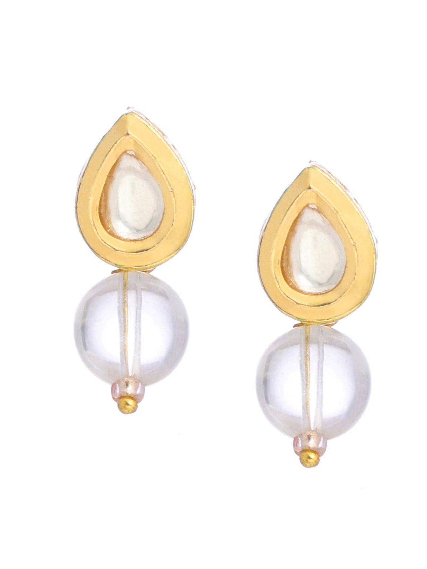 Ruby Raang White Clear Quartz Kundan Studs | Swadesiicart