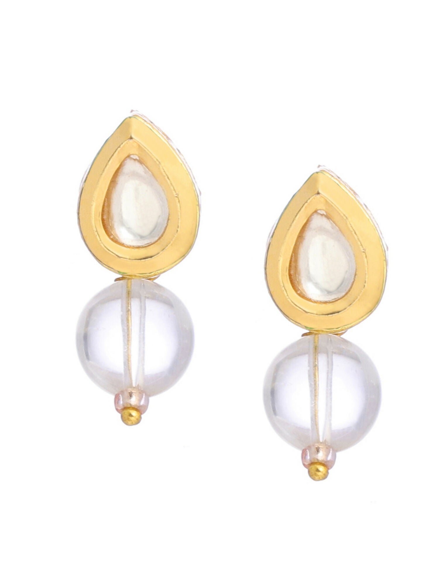 Ruby Raang White Clear Quartz Kundan Studs | Swadesiicart