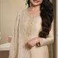 Anaita Beige Heavy Natural Crepe Stitched Suit with Embroidery & Zarkhan Work