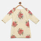 Ahalyaa Beige Crepe Floral Printed Kids Kurta Palazzo Set With Dupatta For Girls | Swadesiicart