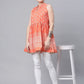 Ahalyaa Women Orange Pure Cotton Porcian Print Tunic | Swadesiicart