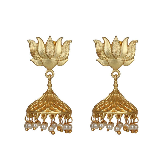 Joban Fashion Women Matte Gold Brass Jhumka | Swadesiicart