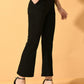 Myshka Women's Black Solid Top With Trousers - Swadesiicart