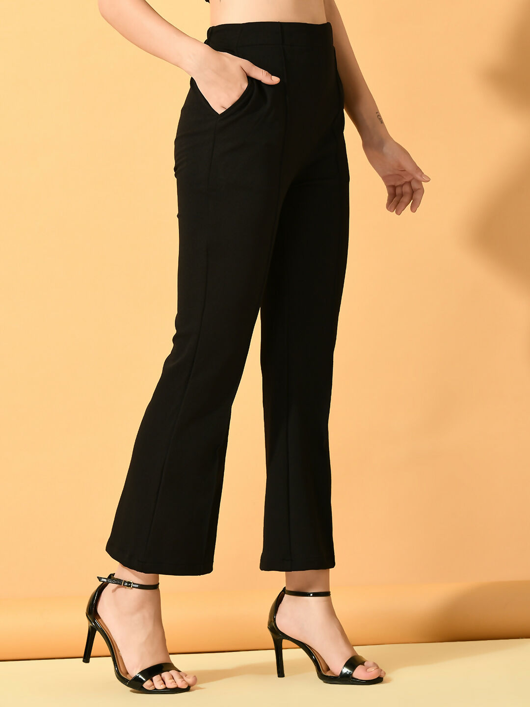 Myshka Women's Black Solid Top With Trousers - Swadesiicart