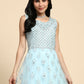 Blue Net Hand Embroidered Gown - Rudrani