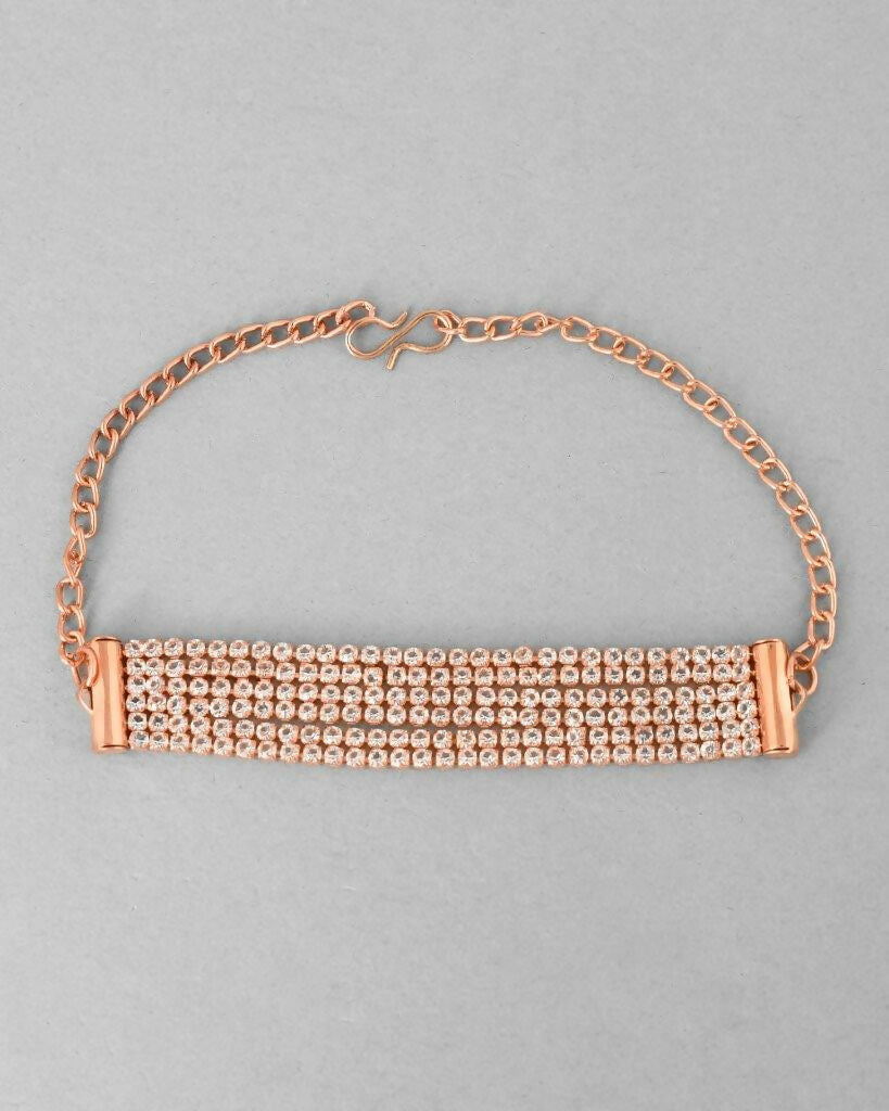 VOJ Gold-Polished AD Studded Multi Layar Charm Bracelet - Swadesiicart