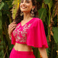 Janasya Pink Georgette Yoke Embroidery Co-Ords - Swadesiicart