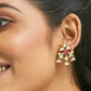 Nuyug 22K Gold-Plated Elegant Kundan & Ruby Stone Studded & Beaded Studs | Swadesiicart