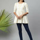 Ahalyaa Women Off White Beautiful Pure Cotton Printed Tunic | Swadesiicart