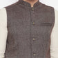 Even Apparels Brown Wool Men Woven Nehru Jacket | Swadesiicart