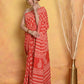 Very Much Indian Handblock Printed Cotton Saree With Natural Dyes - Orange | Swadesiicart