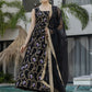 The52 Black Women's Gorgeous Printed Muslin Fabric Flared Kurta Pant and Dupatta Set - Swadesiicart