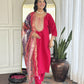 The52 Rani Gorgeous Embroidered Chanderi Silk Fabric Straight Kurta Pant with Dupatta Set - Swadesiicart