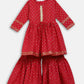 Ahalyaa Red Crepe Gold Printed Kids Kurta Sharara Set For Girls | Swadesiicart