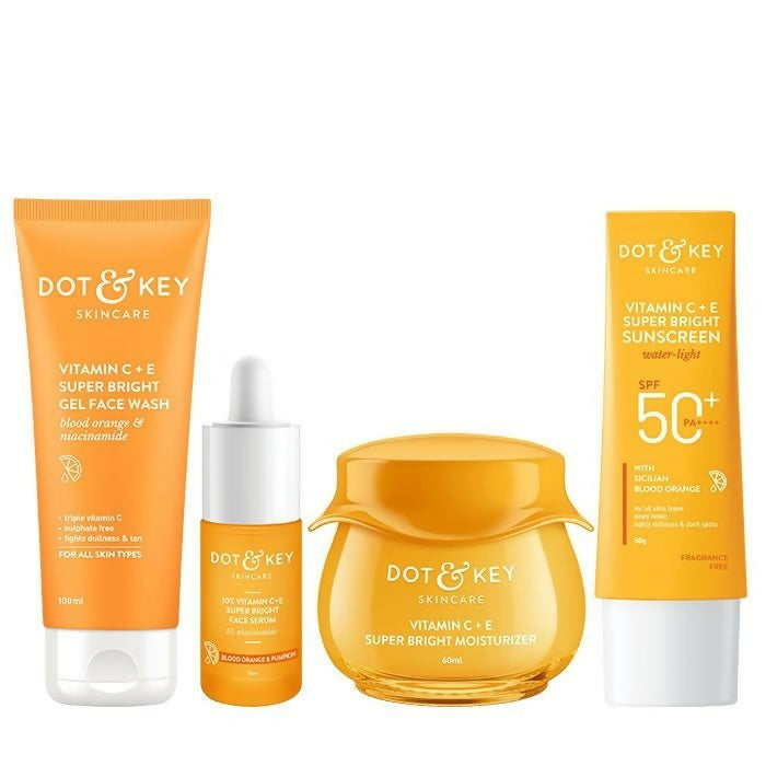 Dot & Key Vitamin C + E CSMS (Cleanser, Serum, Moisturizer, Sunscreen) Routine Combo | Swadesiicart