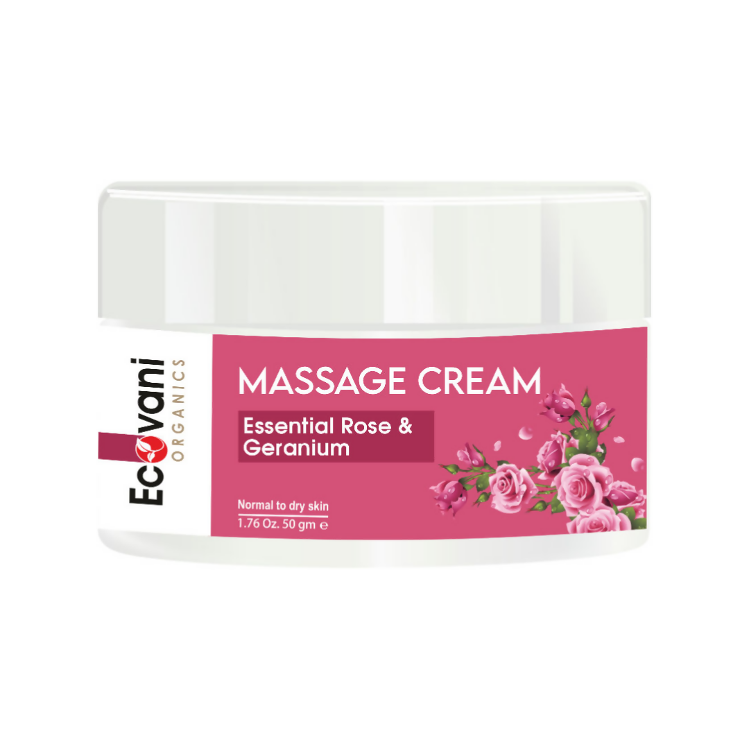 Ecovani Organics Essential Rose & Geranium Massage Cream - Swadesiicart
