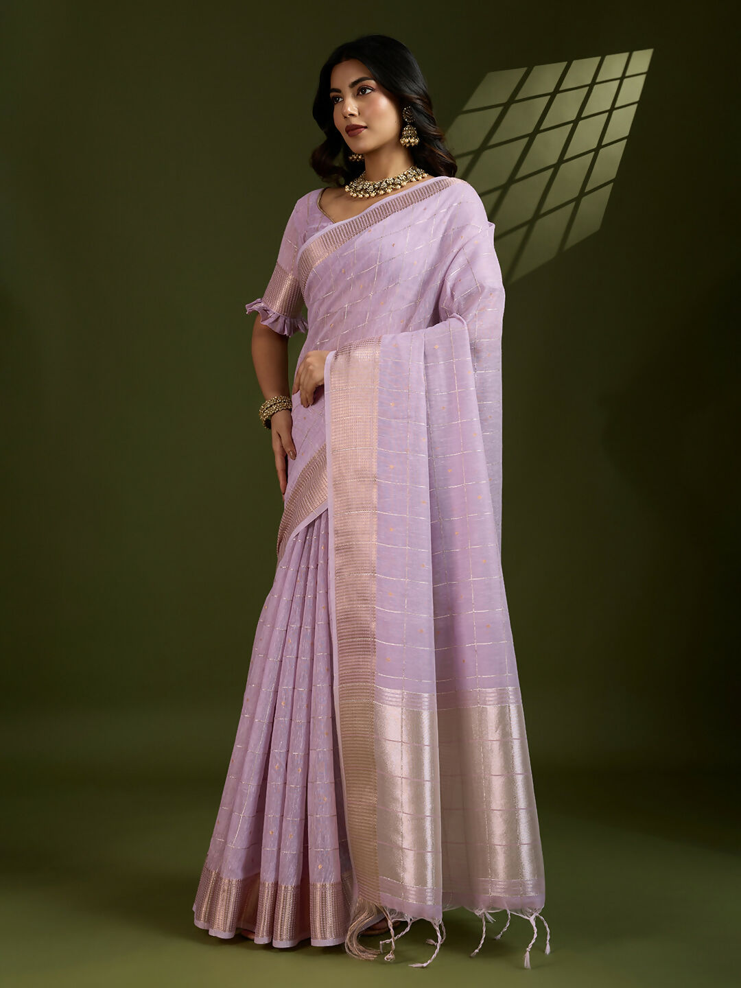Vishnu Weaves Women's Purple Soft Silk Zari Woven Saree with Blouse - Swadesiicart