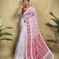 Exclusive Collection Beautiful White Red Jaal Jamdani Saree - Swadesiicart