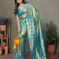 Aastha Fashion Sea Green Tissue Silk Paithani Woven Saree