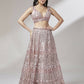 House of Panchhi Rose Gold Net Mirror & Sequinse embroidery Lehenga choli & Dupatta | Swadesiicart