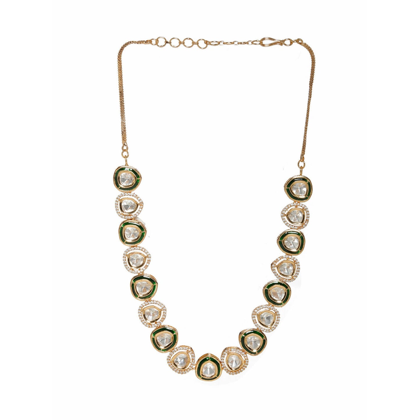 Kundan and Diamond Neckpiece with Meenakari (Gold) - Ruby Raang | Swadesiicart