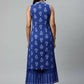 Ahalyaa Womens Indigo Blue Pure Cotton Printed Kurta Palazzo Set | Swadesiicart