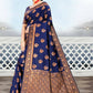 DEIANA'S Beautiful Designer Golden zari Soft Lichi Silk Saree - Blue - Swadesiicart