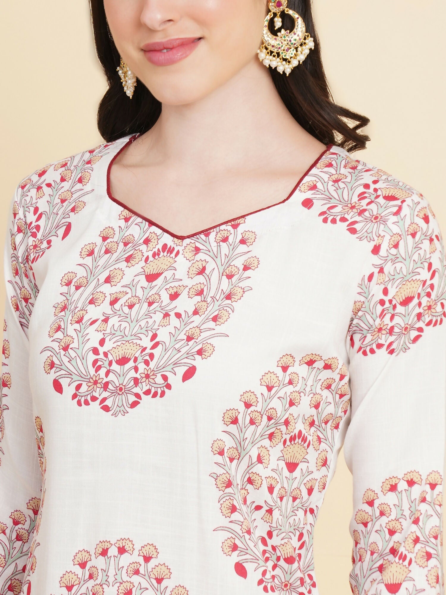 Designer Stylish White cotton Stitched Suit With Dupatta - Tanisha | Swadesiicart