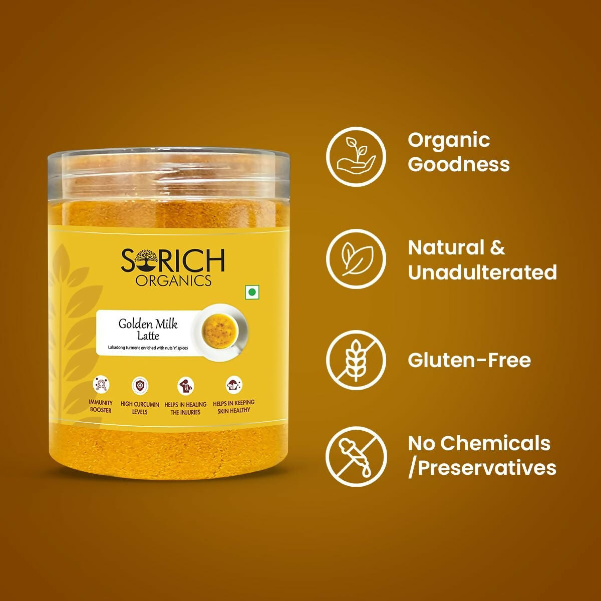 Sorich Organics Golden Milk Turmeric Latte Mix Powder | Swadesiicart