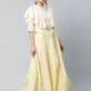 Ahalyaa Women Crepe Cream Solid Top with Printed Skirt with Ruffle Details | Swadesiicart