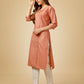 Jyoti Fashion Women's Gajri Cotton Blend Embroidered Kurta Pant Set | Swadesiicart