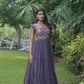 Jyoti Fashion Women's Wine Sequins Thread Embroidery Faux Georgette Anarkali Dress | Swadesiicart