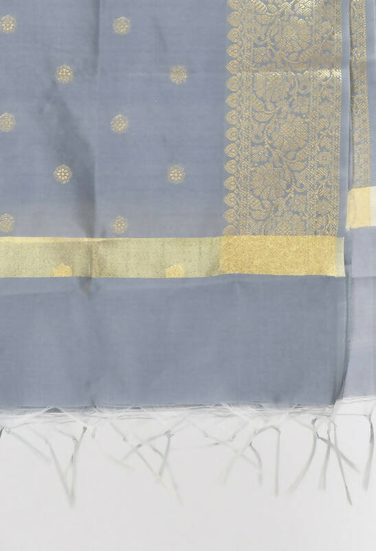Mominos Fashion Moeza Women's Banarsi Silk Woven Design Grey Dupatta - Swadesiicart