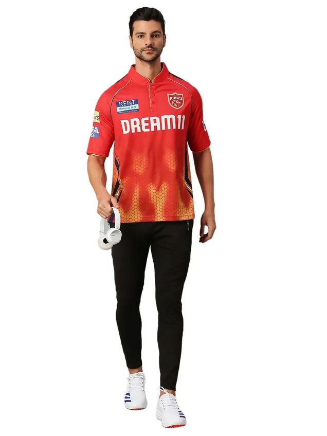 Punjab Kings Men Red Printed Half Sleeves Jersey IPL, T20 | Swadesiicart