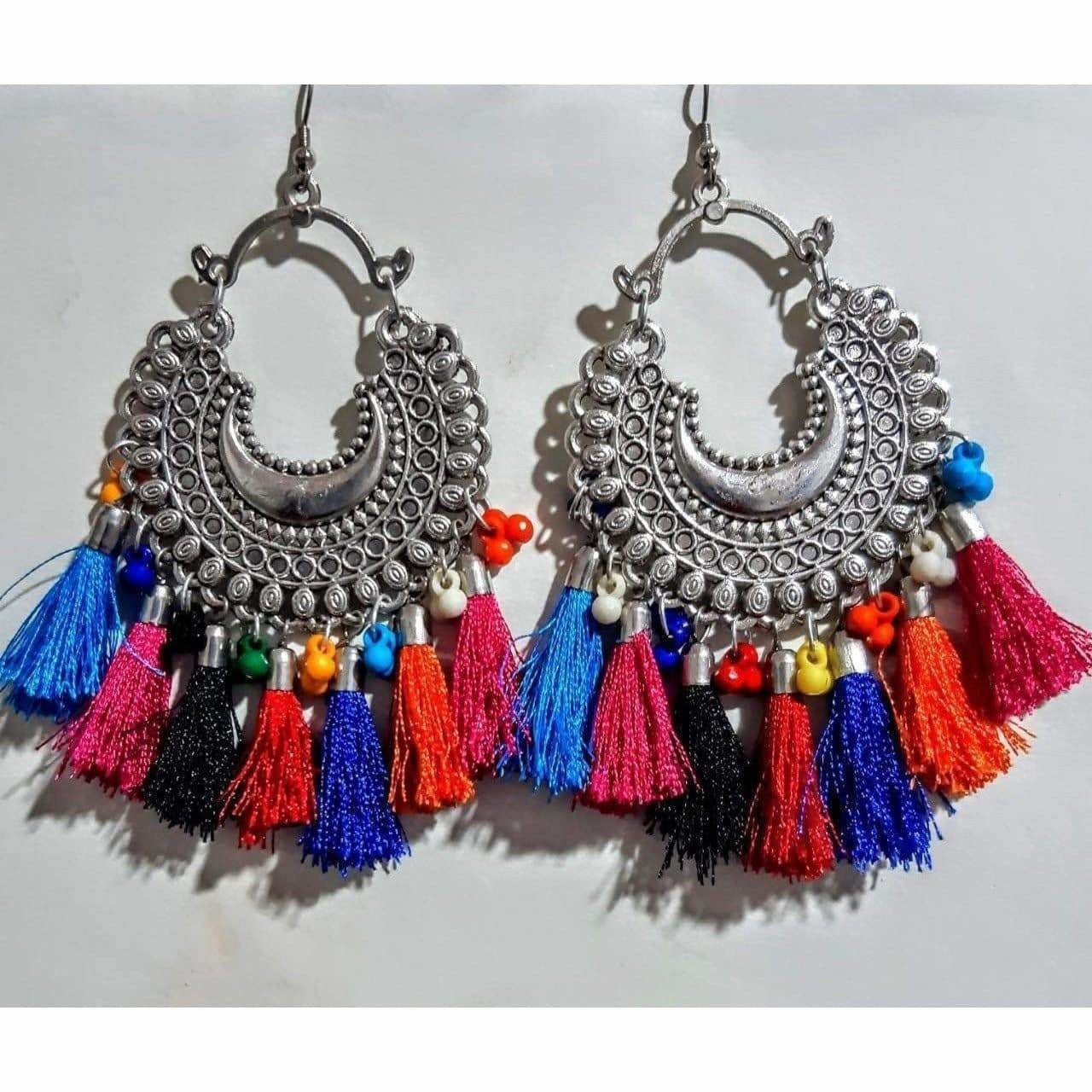 MS Fashion India Muskan Glass Pearl Multi color Thread Fancy Earrings | Swadesiicart