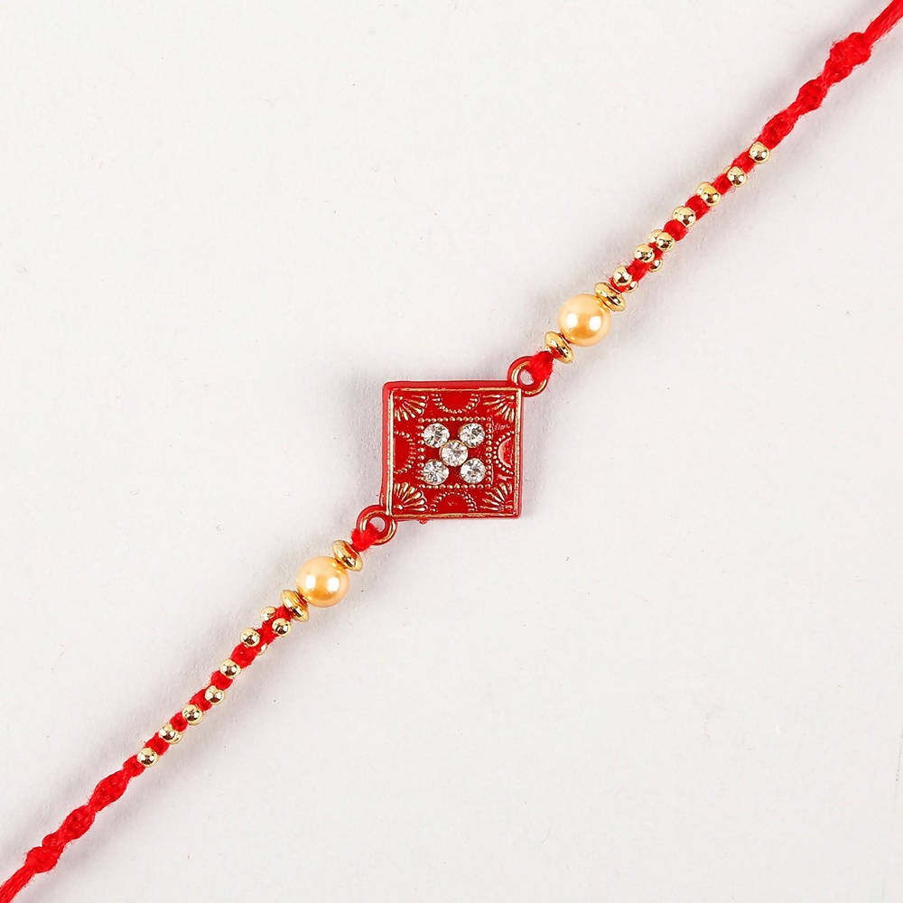Sleek American Diamond Rakhi And Soan Papdi | Swadesiicart