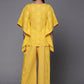 Ahalyaa Women Mustard Yellow Floral Printed Pure Cotton Co-Ords - Swadesiicart