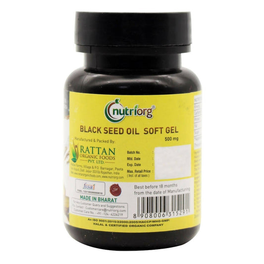 Nutriorg Blackseed Oil Soft Gel Capsules - Limited Time Offer - Swadesiicart