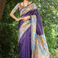 Vishnu Weaves Women's Purple Cotton Silk Woven Saree with Blouse - Swadesiicart