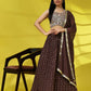 Brown Georgette Embroidered Lehenga choli with Dupatta - Dhara | Swadesiicart