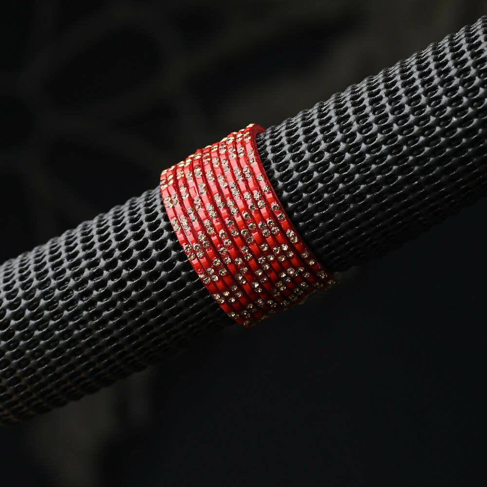 Afast Elegant Bridal & Wedding Party Fashion Bangle/Kada Set, Red, Glass, Pack Of 12 Model No- A15 - Swadesiicart