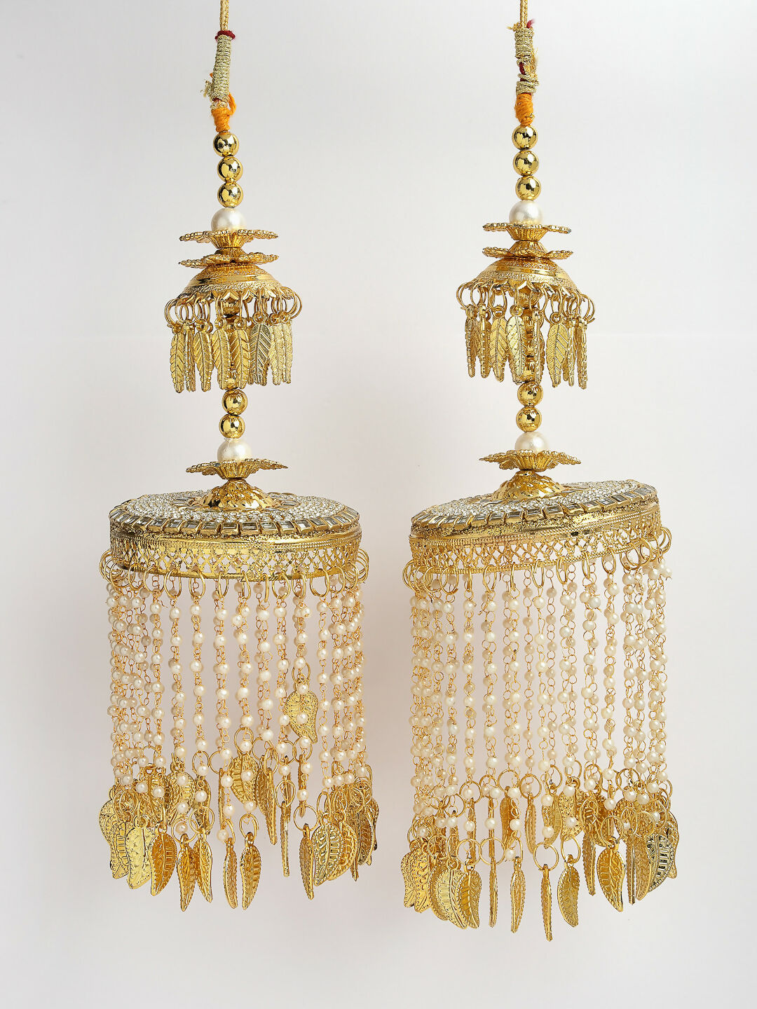 NVR Women's Pack Of 2 Gold-Polished Kundan Bridal Heavy Kaleera Sets - Swadesiicart