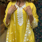 The52 Yellow Women's Gorgeous Embroidered Georgette Fabric Straight Kurta Pant with Dupatta Set - Swadesiicart