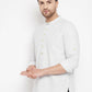Even Apparels Cream Acrylic Short Men's Kurta With Band Collar | Swadesiicart