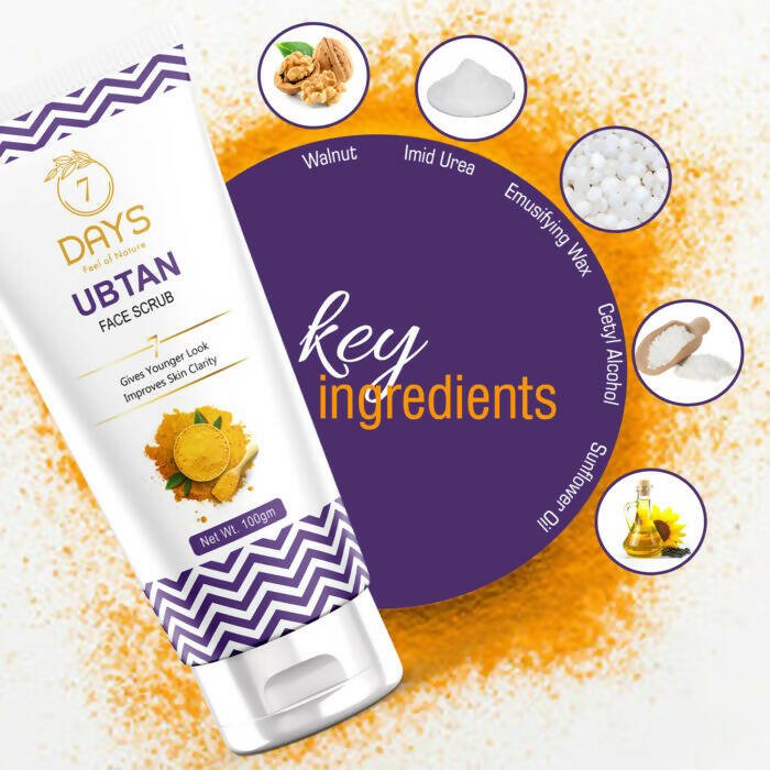 7 Days Ubtan Face Scrub with Turmeric & Walnut - Swadesiicart