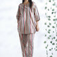 Breathables Women’S Pink Cotton Stripes Loungewear Co-Ord Set