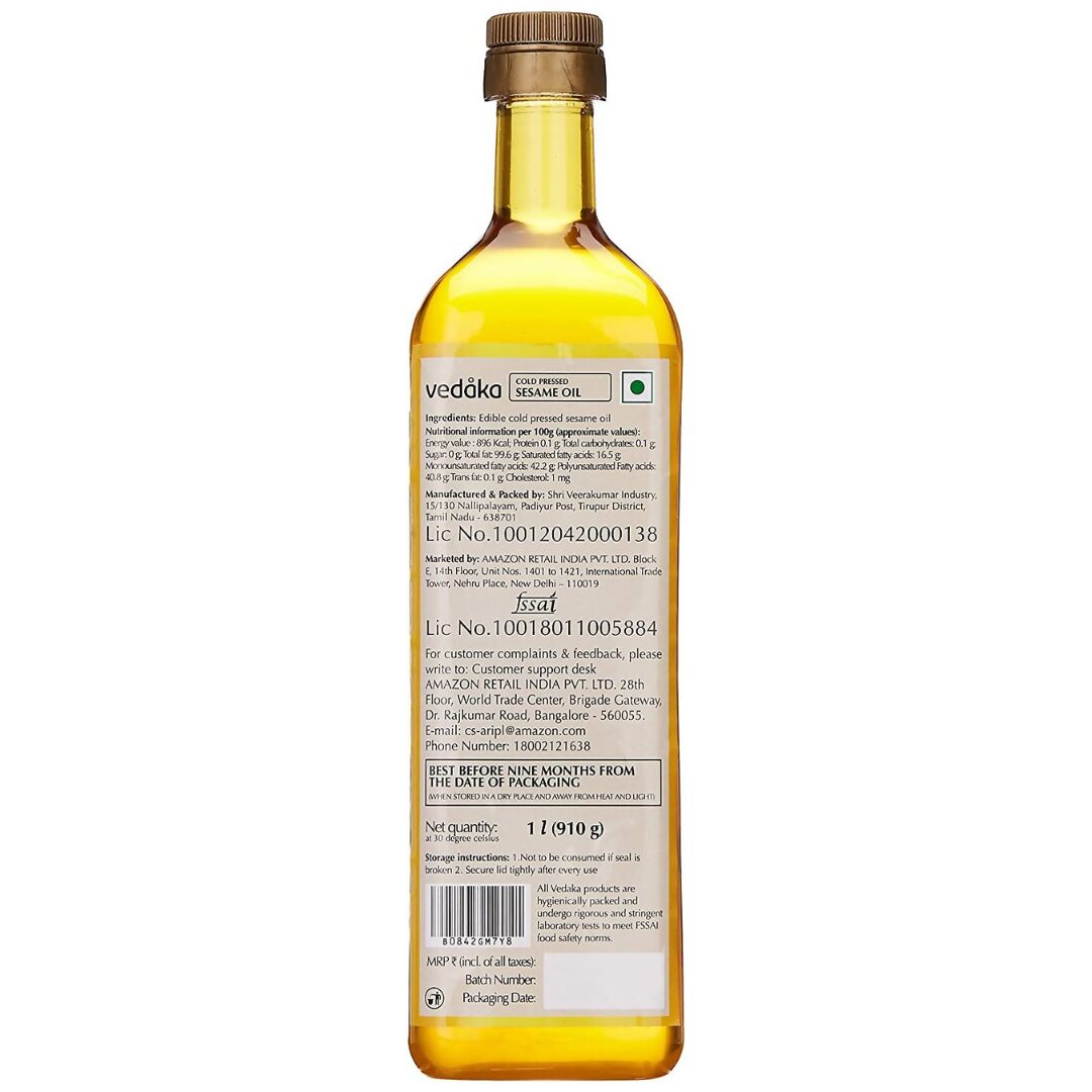 Vedaka Cold Pressed Sesame Oil - Swadesiicart